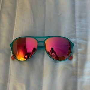 Teal Aviator Sunglasses with Pink Lenses